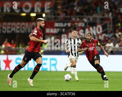 19. September 2023, Mailand, LOMBARDEZ, Italien: THEO HERNANDEZ Nr. 19 des Teams AC MAILAND während des Gruppenspiels der UEFA Champions League zwischen AC Mailand und Newcastle United am Dienstag, den 19. September 2023 im Stadio San Siro, Italien (Foto: © Mickael Chavet/ZUMA Press Wire) Stockfoto