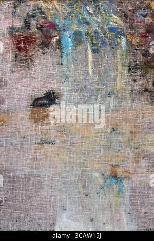 Zurück Seite Ansicht Hintergrund echte Öl retro Vintage Leinwand gemalt Stockfoto