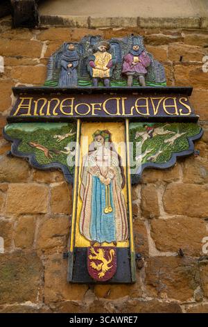 Leicestershire, Melton Mowbray, Burton Road, Anne of Cleves Pub Schild Stockfoto