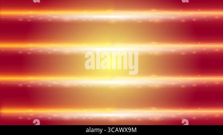Leuchtend orange und gelbe horizontale Lichtstreifen mit strahlendem Energieeffekt Stock Vektor