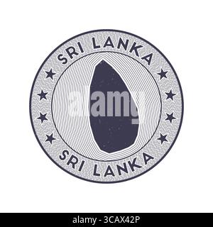 Sri Lanka Runde Abzeichen Vektor. Country Round Stempel mit Form von Sri Lanka, Isolinien und kreisförmigem Ländernamen. Erstaunliches Emblem. Stock Vektor