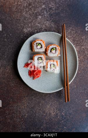 Salmon California Roll Stockfoto