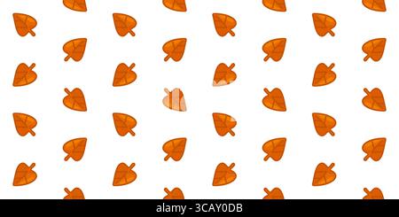 Nahtloses Design Mit Cartoon-Blattmuster. Nahtloses Muster mit orangefarbenen Karikaturblättern auf einem sauberen weißen Hintergrund. Leichte und einfache Herbstmotive Stock Vektor