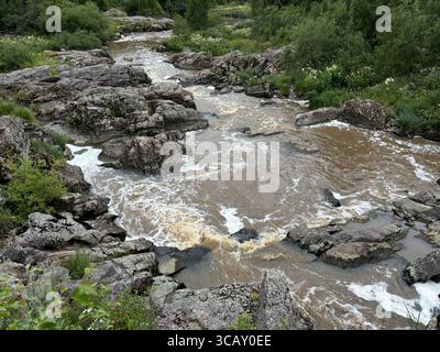 Nautelankoski Stromschnellen in Turku, Finnland. Stockfoto