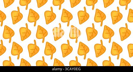 Nahtloses Gelbes Blattmuster. Nahtloses Muster mit gelben Karikaturblättern auf weißem Hintergrund. Fröhliches Herbstdesign mit schlichtem Handdesign Stock Vektor