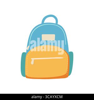 Kinderschulrucksack auf weißem Hintergrund. Illustration Des Flachen Zeichentrickvektors Stock Vektor