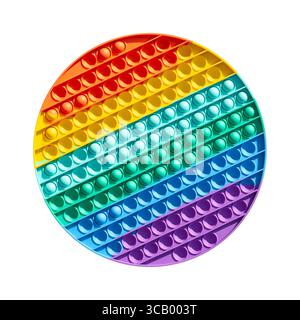 Buntes Spielzeug zappeln Pop es isoliert auf weißem Hintergrund. Neues beliebtes Spielzeug ZUM AUFLEGEN. Stockfoto