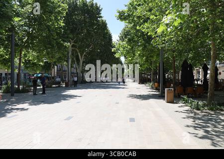 Paul Riquet Path, ein Fußgängerweg gesäumt von Bäumen, Stadt Béziers, Departement Hérault, Frankreich Stockfoto