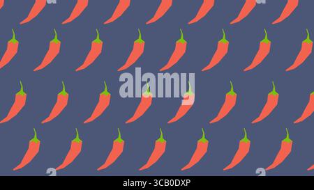 Heiße rote Chili-Paprika mit grünen Stielen auf dunklem Hintergrund, perfekt für scharfe Speisen und kochende Grafiken. Stockfoto