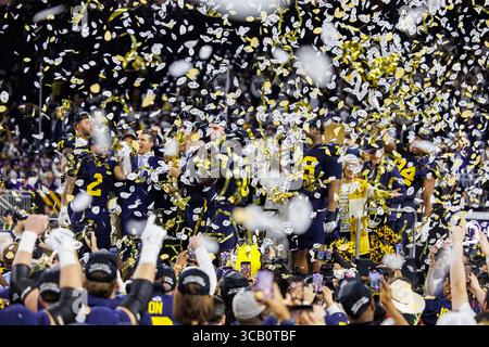 8. Januar 2024: Während des College Football Playoff National Championship-Spiels zwischen den Washington Huskies und den Michigan Wolverines im NRG Stadium in Houston, Texas. John Mersits/CSM (Credit Image: © John Mersits/CSM via ZUMA Press Wire) Stockfoto