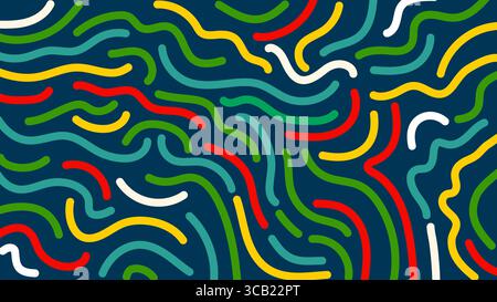 Farbenfroher, welliger Hintergrund mit abstrakter Linie Stockfoto