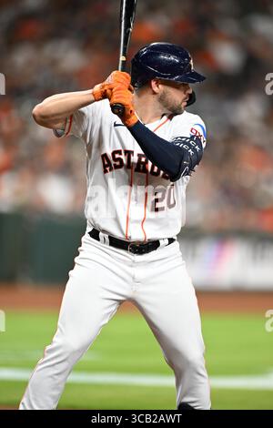 13. Juni 2023, Houston, Vereinigte Staaten: Chas McCormick (20) der Houston Astros-Mittelfeldspieler Chas McCormick (20) schlägt am Dienstag, den 13. Juni 2023, im Minute Maid Park in Houston, Texas, im MLB-Spiel zwischen den Washington Nationals und den Houston Astros. Die Astros besiegten die Nationalmannschaft mit 6:1. (Bild: © Tom Walko/ZUMA Press Wire) Stockfoto