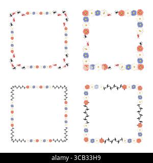 Rahmensymbol. Orangefarbenes gepunktetes Symbol. Verspieltes Umrissdesign. Abbildung des Vektorrahmens. Stock Vektor