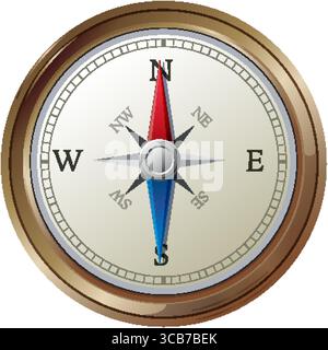 Detaillierte Vektordarstellung eines Kompasses mit metallischen Tönen und Kardinalrichtungen. Realistische Schattierungen und ein poliertes Aussehen Stock Vektor