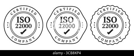 ISO 22000 zertifiziertes Firmenstempel Vektorset Stock Vektor