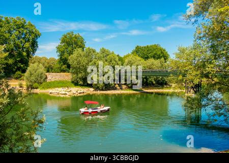 Frankreich, seine et Marne, Chelles, die Ufer der Marne, der Strand der Ruinen der alten Mühle, Elektroverleih Stockfoto