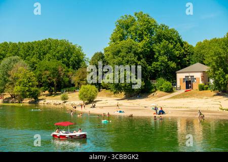Frankreich, seine et Marne, Chelles, die Ufer der Marne, der Strand der Ruinen der alten Mühle, Elektroverleih Stockfoto