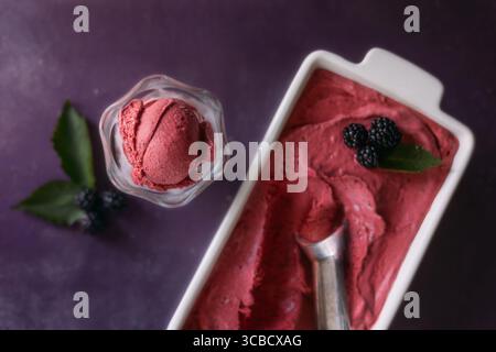 Flaches hausgemachtes Blackberry-Eis Stockfoto