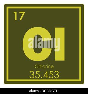 Chlor chemische Element Periodensystem Wissenschaft Symbol Stockfoto