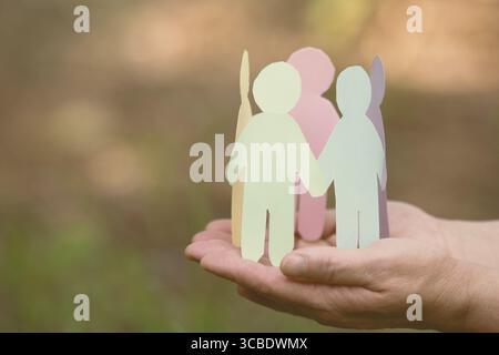 Rechte der Kinder, Gleichheit, Vielfalt, Gerechtigkeit und Hoffnung, gegenseitige Achtung, Toleranz und menschliche Beziehungen Stockfoto