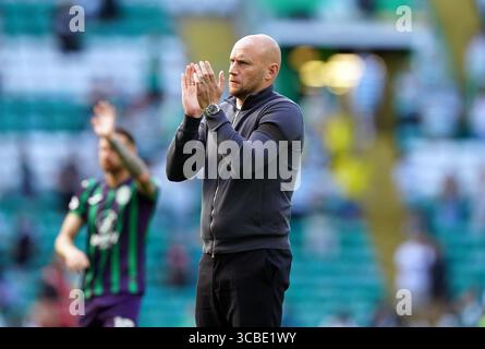 Aktenfoto vom 10-05-2025 des hibernischen Chefs David Gray, der sich freut, die 350 Reisenden Fans des Clubs am Donnerstagabend mit einem weiteren „besonderen Moment“ in Serbien zu belohnen. Ausgabedatum: Freitag, 8. August 2025. Stockfoto