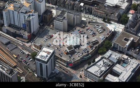 Aus der Vogelperspektive des Capitol Cardiff Shopping Centre, Cardiff, South Wales Stockfoto