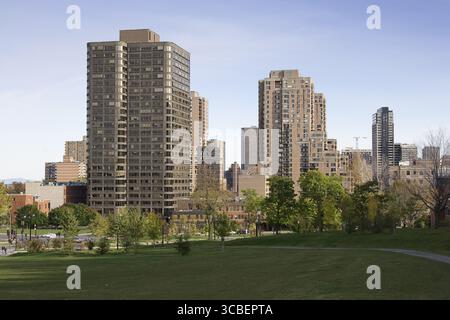 Blick auf die Innenstadt von montreal vom mont-Royal Park Stockfoto