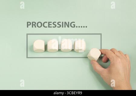 Verarbeitung im Unternehmen, Workflow-Automatisierung, Laden neuer Ziele, Entwicklung, Wachstum, Management und Strategie Stockfoto