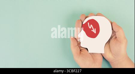 Epilepsie-Anfälle, Migräne-Kopfschmerz-Attacke, Geist mit Schlaganfall, Stress, Tumor im Gehirn, EEG Stockfoto