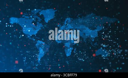 Hintergrund der Welt-Karten-Technologie. Stockfoto