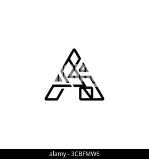 Dieses moderne geometrische Logo zeigt ein kompliziertes Design aus ineinander greifenden Formen, die den Buchstaben „A“ bilden. Stock Vektor