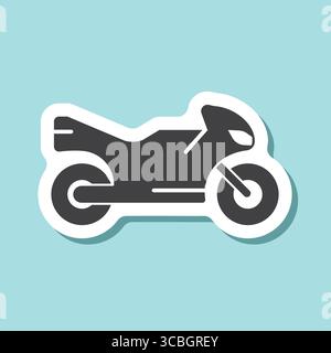 Motorradaufkleber-Symbol im flachen Stil. Motorrad-Vektor-Illustration auf isoliertem Hintergrund. Verkehrsschild Geschäftskonzept. Stock Vektor