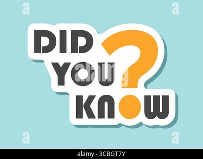 Wussten Sie schon, dass das Aufklebersymbol flach ist? Banner interessante Fakten Vektor-Illustration auf weißem isolierten Hintergrund. Erläuterung des Geschäftskonzepts. Stock Vektor