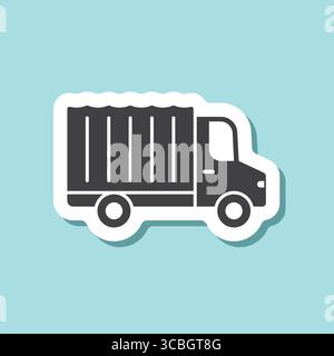 Lkw-Aufkleber-Symbol in flacher Ausführung. Frachtvektorillustration auf isoliertem Hintergrund. Geschäftskonzept für Lieferzeichen. Stock Vektor