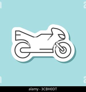 Motorradaufkleber-Symbol in flacher Linienführung. Motorrad-Vektor-Illustration auf isoliertem Hintergrund. Verkehrsschild Geschäftskonzept. Stock Vektor