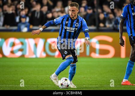 26. Oktober 2022, Brügge, Frankreich, Belgien: Noa LANG aus Brügge während des Gruppenspiels der UEFA Champions League zwischen Club Brugge KV (Club Bruges KV) und FC Porto im Jan-Breydel-Stadion am 26. Oktober 2022 in Brügge, Belgien. (Bild: © Matthieu Mirville/ZUMA Press Wire) Stockfoto