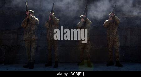 März 2022, Lemberg, Ukraine: 11. März 2022, Lemberg, Ukraine: drei Soldaten, die bei der russischen Invasion in der Kirche der Allerheiligsten Apostel Petrus und Paulus in Lemberg getötet wurden, werden beerdigt. (Bild: © Carol Guzy/ZUMA Press Wire) Stockfoto