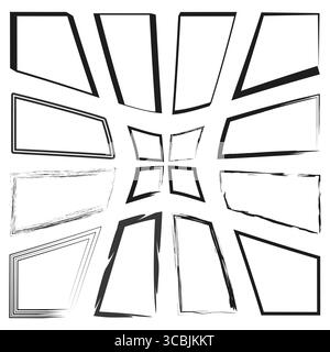 Abstrakte chaotische Formen. Geometrische zersplitterte Zusammensetzung. Illusion eines gebrochenen Fensters. Vektorgrafik-Elemente. EPS 10. Stock Vektor