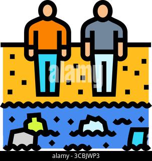 Kinder verunreinigte Teich Farbe Symbol Vektor Illustration Stock Vektor