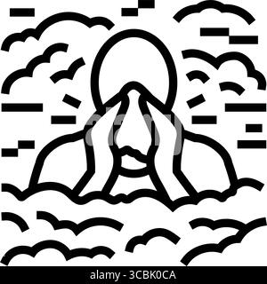 Person Husten verschmutzte Luft Verschmutzungslinie Symbol Vektor Illustration Stock Vektor