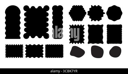 Satz von gewellten Rahmen und Rahmen mit Muschelrand. Stock Vektor