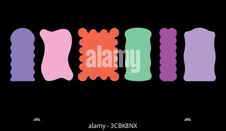 Helle, abstrakte Y2K-Rahmen mit wellenförmigen Rändern. Stock Vektor