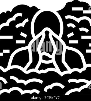 Person Husten verschmutzte Luft Verschmutzung Glyphe Symbol Vektor Illustration Stock Vektor