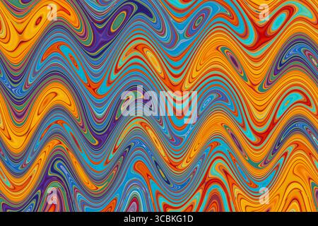 Abstrakter Regenbogenhintergrund, psychedelisches Muster mit schönen glatten Linien Stockfoto