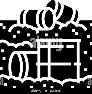 Deponie toxische pcb-Trommeln Glyphe-Symbol-Vektor-Illustration Stock Vektor