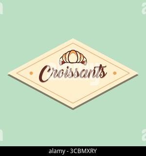 Logo für Croissants mit Diamantbäckerei. Vektor Stock Vektor