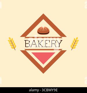 Diamantbäckerei-Logo mit Weizen. Vektor Stock Vektor