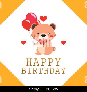 Bär mit Ballons Geburtstag. Vektor Stock Vektor