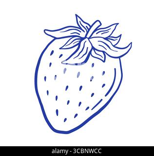 Handzeichnung Erdbeere Vektor-Illustration. Beere im Doodle-Stil. Stock Vektor
