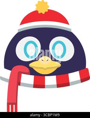 Pinguin mit Wintermütze. Vektor Stock Vektor
